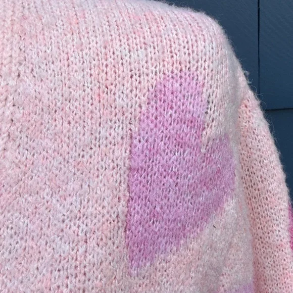 cupcakes & cashmere Pink Heart Cardigan large soft - Picture 5 of 9